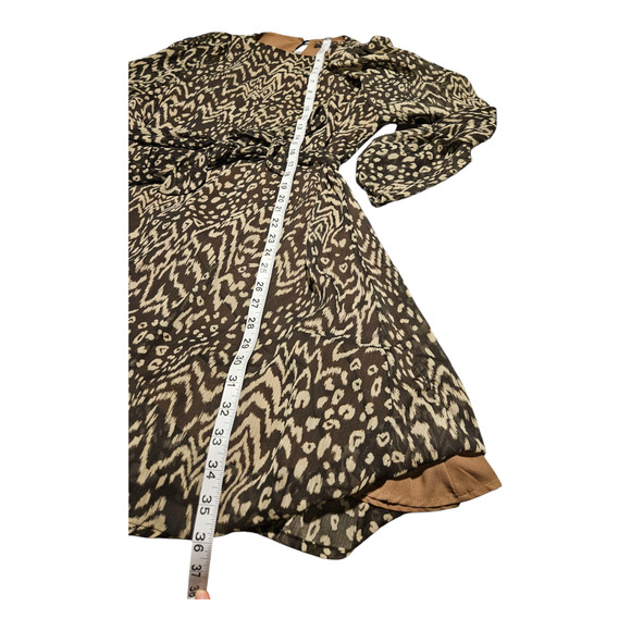 Dress Forum Large Brown and Beige Animal Print Long Sleeve Mini Dress - Picture 9 of 10